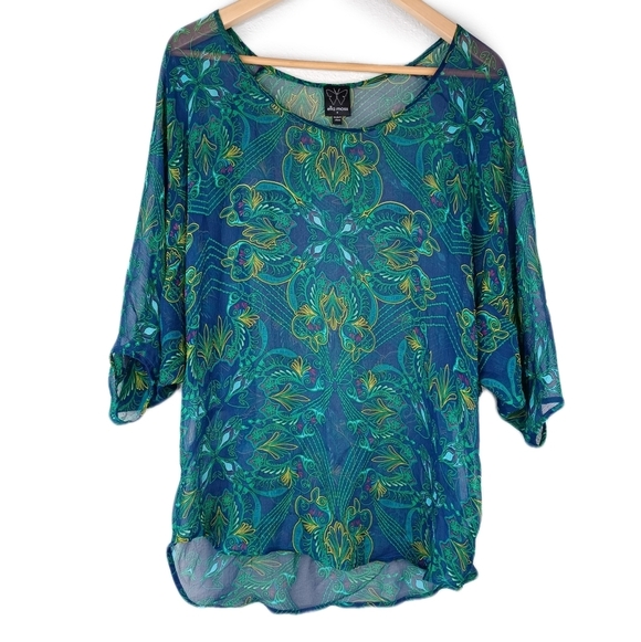 Ella Moss Tops - Ella Moss Boho Silk Chiffon Blouse